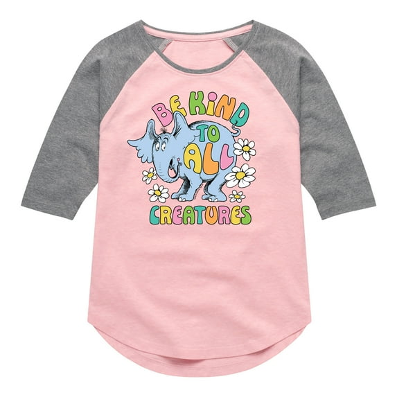 Horton Hears A Who - Be Kind To All Creatures - Toddler & Youth Girls Raglan Graphic T-Shirt