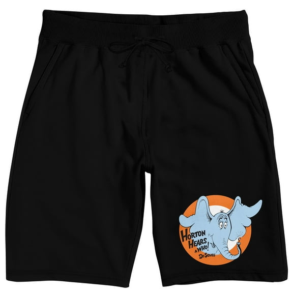 Horton Hears A Who Horton Character Circle Adult Black Sleep Pajama Shorts-Medium
