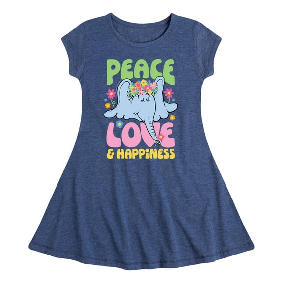 Horton Hears A Who - Horton Peace Love Happiness - Toddler & Youth Girls Fit & Flare Dress