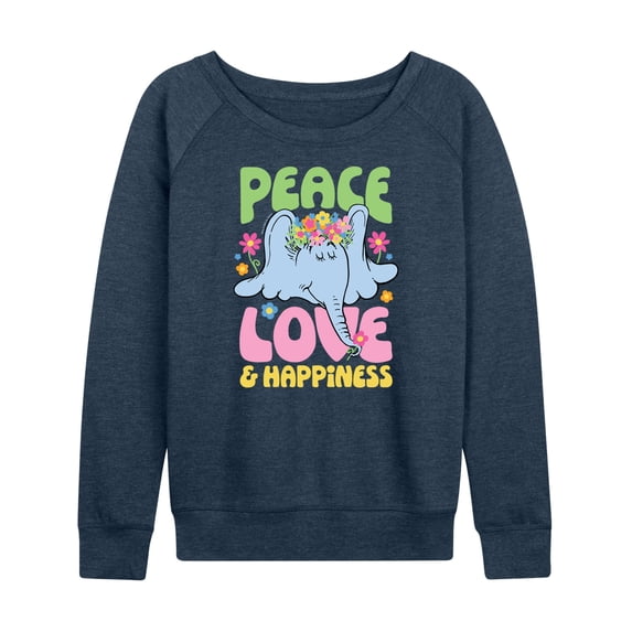 Horton Hears a Who - Peace Love Happiness - Women's Lightweight French Terry Long Sleeve Shirt