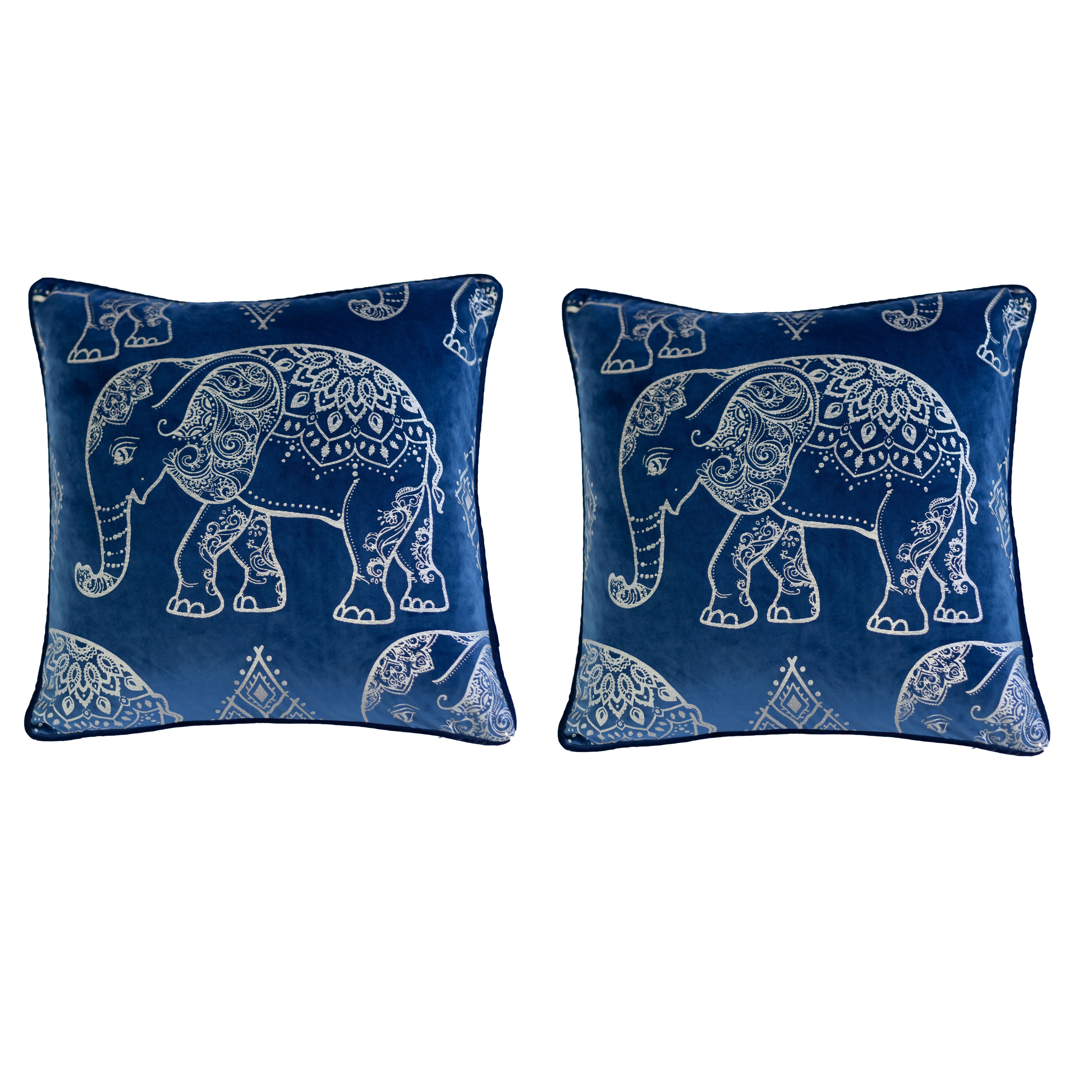Horton Indigo Animal Print Polyester 20 in. x 20 in. Throw Pillow (Set of 2)