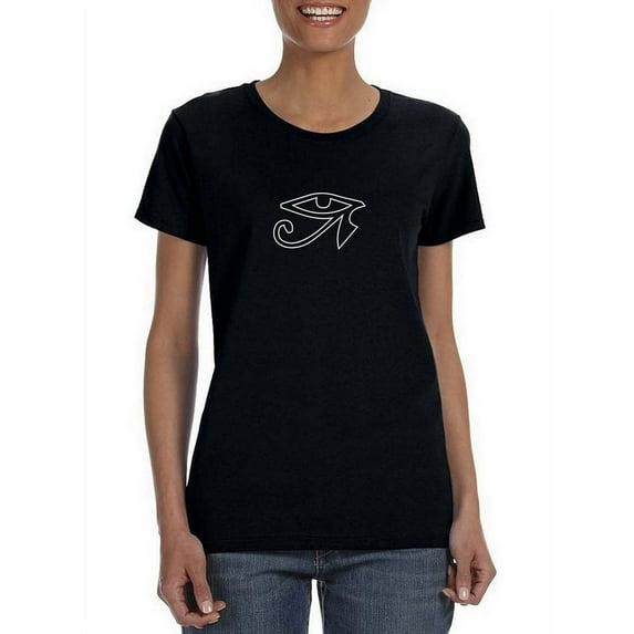 Horus Eye Symbol Of Protection Simple Line Drawing Women Black Yoga T-Shirt, Female XX-Large