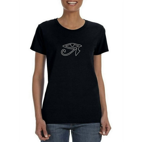 Horus Eye Symbol Of Protection Simple Line Drawing Women Black Yoga T-Shirt, Female x-Large