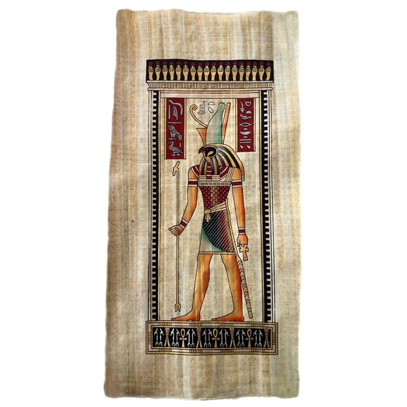 Horus Painting Portrait, Egyptian God Portraits, The Curious Egyptian God of the Sky, Rectangle Papyrus Large Wall Art 24x12 Inches, 60x30cm