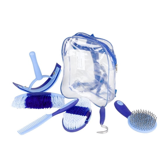 Horze 6-Piece Easy Clean Horse Grooming Set with Convenient Storage Bag
