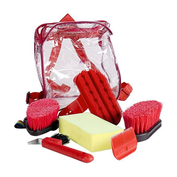 Horze Backpack Easy-Carry Horse Grooming Set with Six Soft Grip Grooming Tools