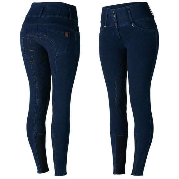 Horze Kacy Womens Denim Winter Full Seat Breeches