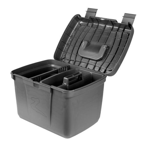 Horze Smart Grooming Kit Box for Horses, Dogs, Cats with Removable Tray and 2 Snap Closures | Non-Slip, Crack Resistant | 16" x 12" x 12"