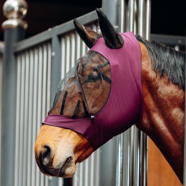 HORZE Horse Fly Mask With Long Nose Cover - Full UV Protection Micro Mesh Mask With Ears