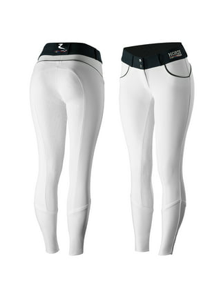 HORZE Active Women's Horse Riding Pants Breeches - Silicone Full Seat -  White - Size 26 