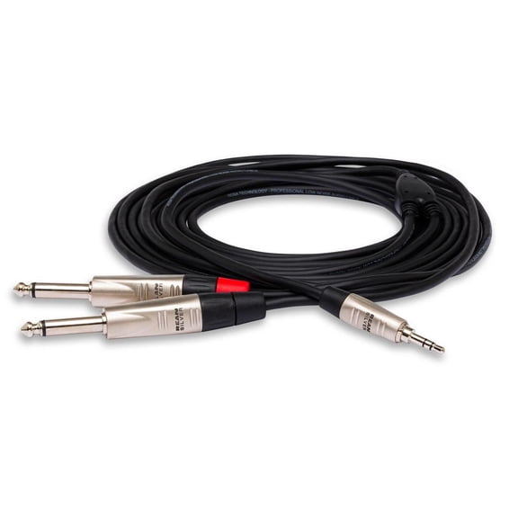 Hosa Technology Pro 3' Stereo Breakout, REAN 3.5mm TRS to Dual 1/4" TS