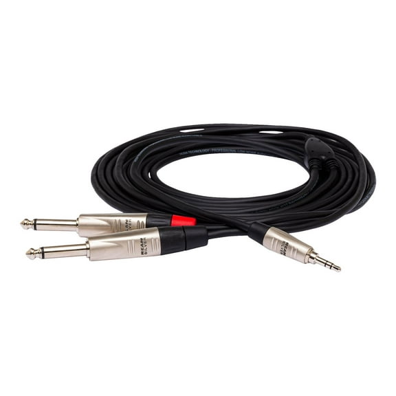 Hosa HMP-010Y REAN 3.5mm TRS to Dual 1/4 TS Pro Stereo Breakout Cable, 10 Feet