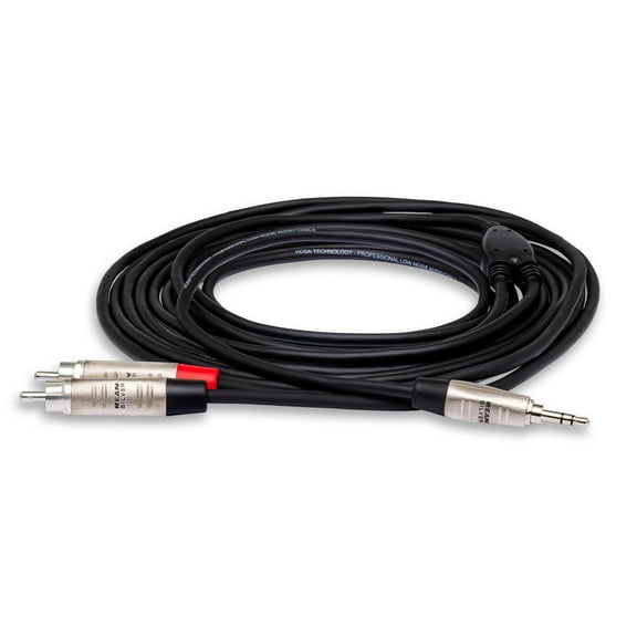 Hosa Technology 3' Pro Stereo Breakout Cable, REAN 3.5mm TRS to Dual RCA