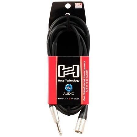 Hosa HPX-020 20 Foot 1/4" TS - XLR 3Pin Male Unbalanced Interconnect Audio Cable