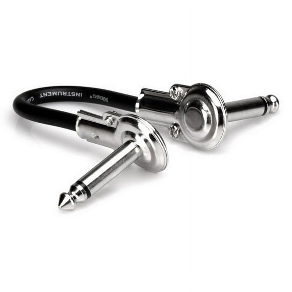 Hosa Technology 1/4" Phone Right Angle Male to 1/4" Phone Right Angle Male Guitar Patch Cable, 6", 6 Pack