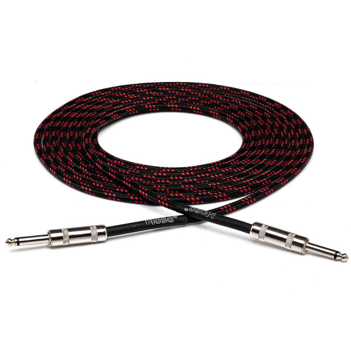 Hosa Technology 18 ft Cloth Braided Guitar Cable Straight to Straight, Black & Red