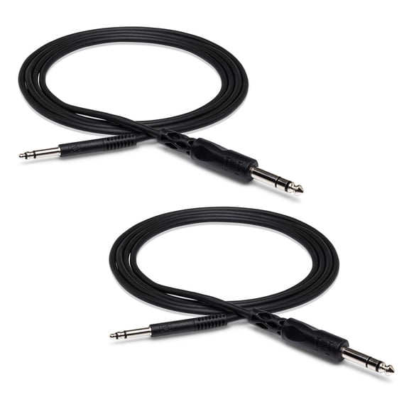 Hosa Technology 2x 1/4" Stereo TRS Male Phone to TT Male Bantam Cable, 5'