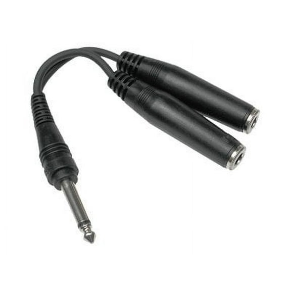 Hosa Technology 6" 1/4" TS to Dual 1/4" TSF Cable, Black