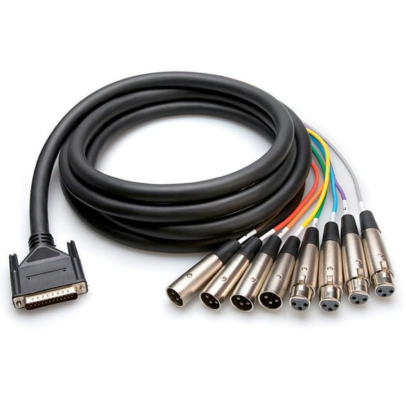 Hosa Technology AES/EBU Snake DB25 to 4x XLR3M and 4x XLR3F Cable, 16.4'/5m