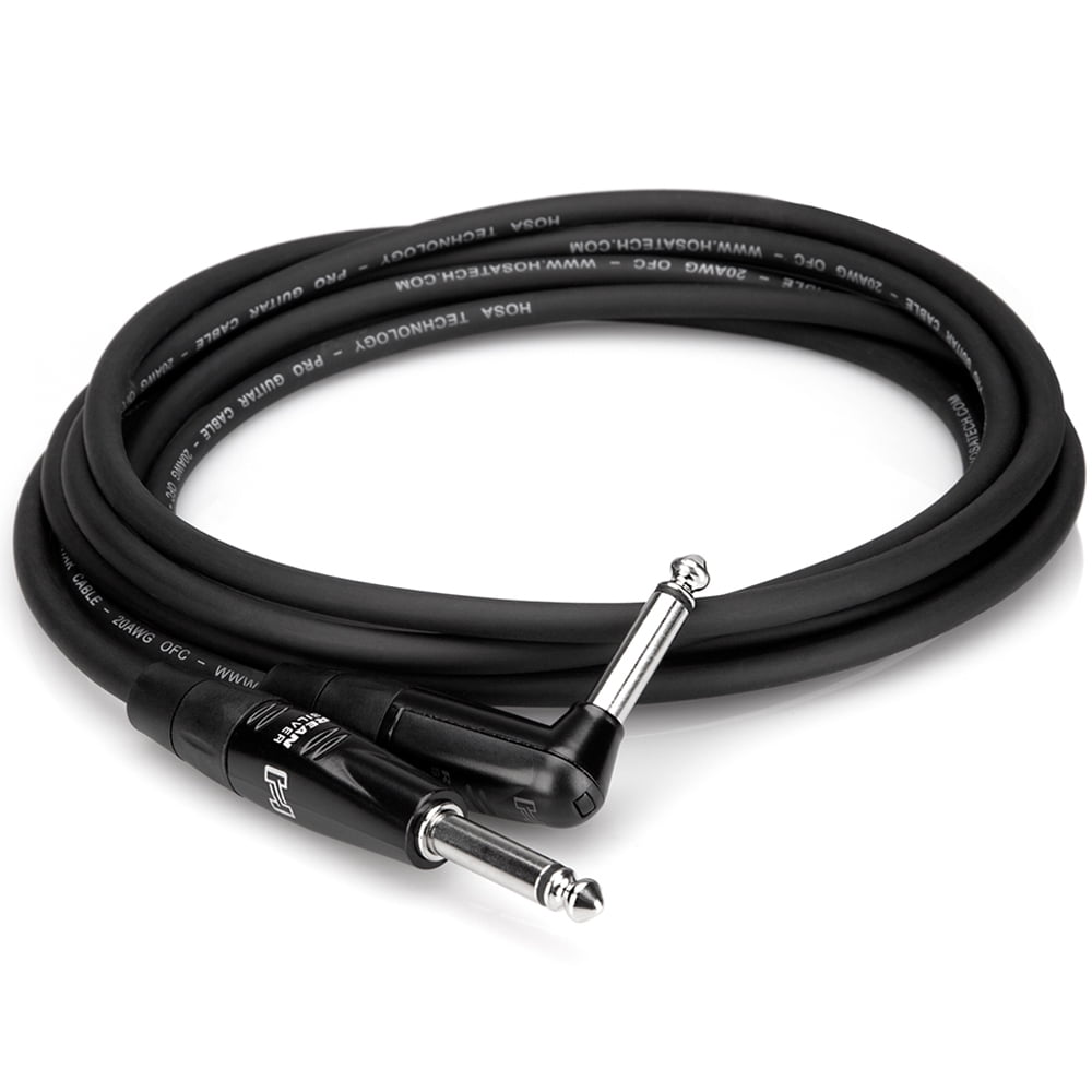 Hosa HGTR-020R Pro Guitar Cable REAN Straight to Right-angle 20 ft