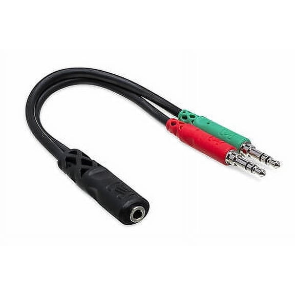 Hosa YMM-107 Headset/Mic Breakout Cable, 3.5mm TRRSF to Dual 3.5mm TRS, Black