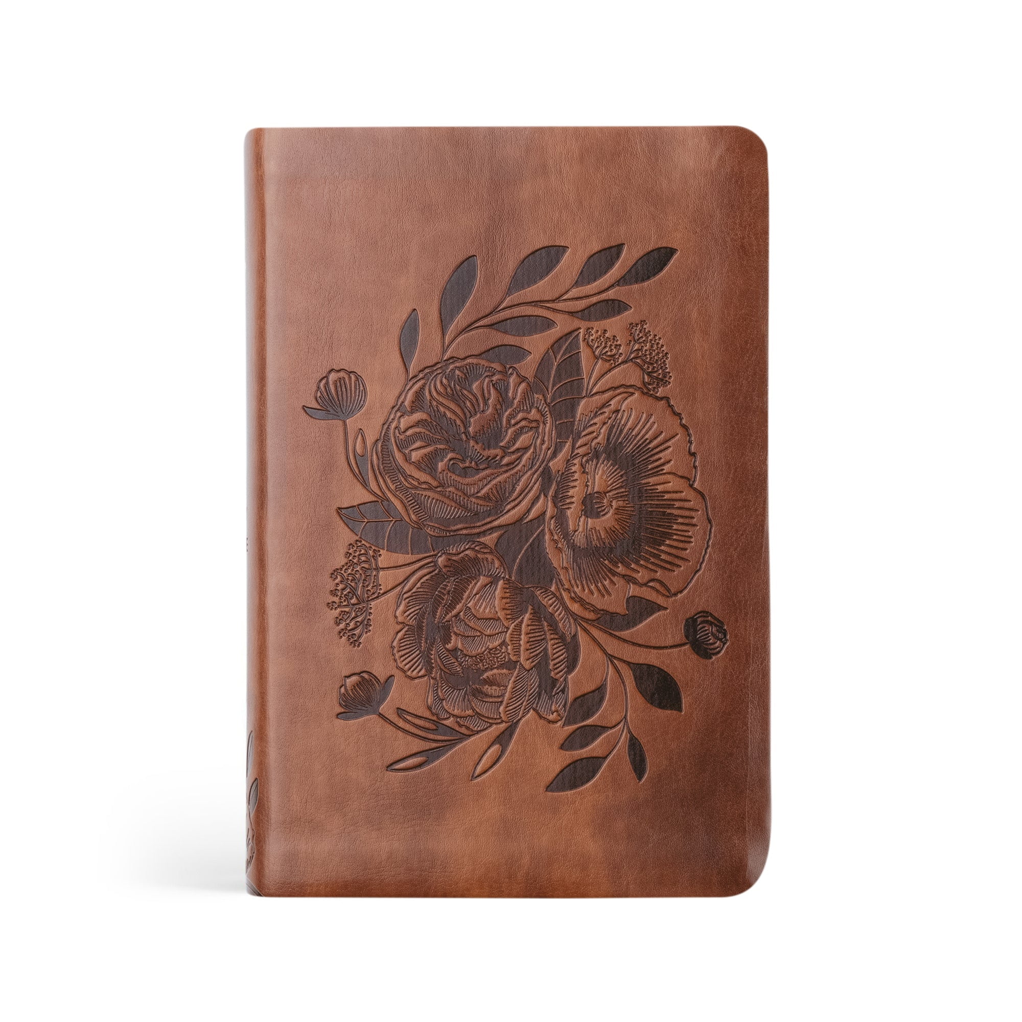 Hosanna Revival, New Living Translation, Notetaking Bible, Portable Size, Readable Font, Brown Leather-like Cover with Floral Design, Title: Aurora Theme