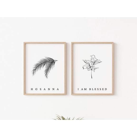 Hosanna Wall Art He is Risen Christian Bible Verse Wall Art Minimalist Set 2 Stretched Canvas 16x24
