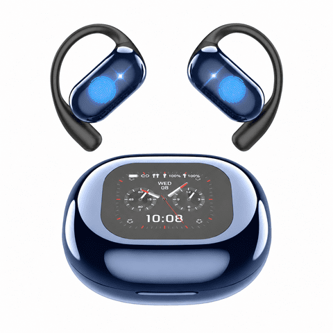 ETEPEHI Wireless Earbuds, Bluetooth 5.4 Open Ear Earbuds with Full-Color LCD Touchscreen Charging Case, 48H Playtime, Bluetooth Headphones for Running Workout Sports