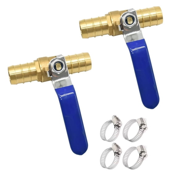 Hose Barb Ball Valve 34 Inch Brass Shutoff Valve Kit with Stainless Steel Clips