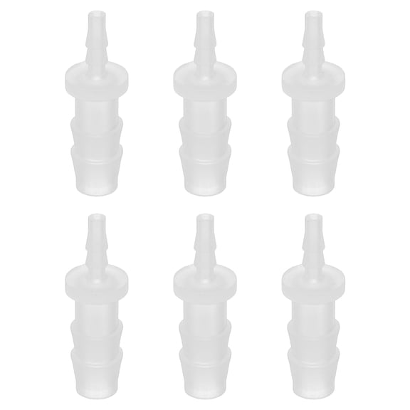 Hose Barb Reducer, 6 Pcs 5/16" to 1/8" Hose ID Connectors Joint Plastic Pipe Fitting Splicer Mender Adapter, White