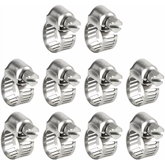 Hose Clamp 3/8 Inch, 10 Pack Stainless Steel Hose Clamps 1/4 Inch To 3/8 Inch Worm Gear Fuel Line Hose Clamps Assortment Kit, 6-12mm