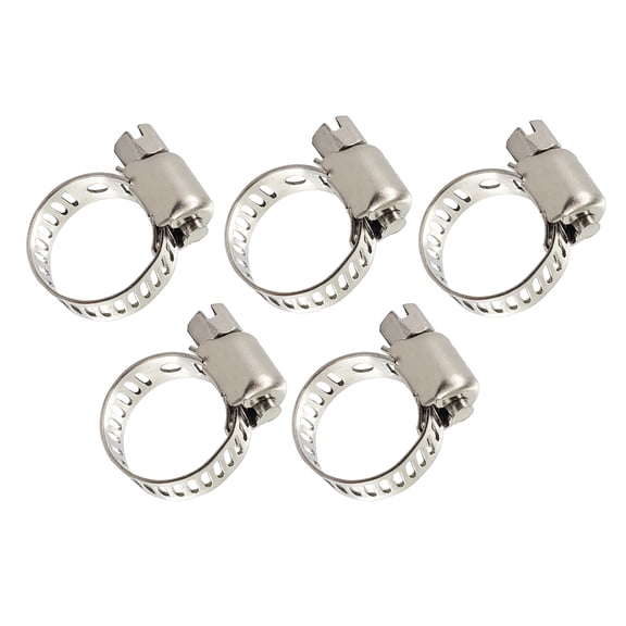 Hose Clamp 5/16" Band Mini Worm Gear Clamps Range 1/4-5/8 Set of 5