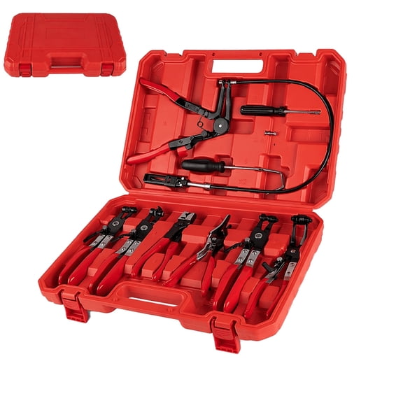 Hose Clamp Pliers, 9-Piece Set for Automotive, Coolant Radiator, Heater, and Water Hose Removal