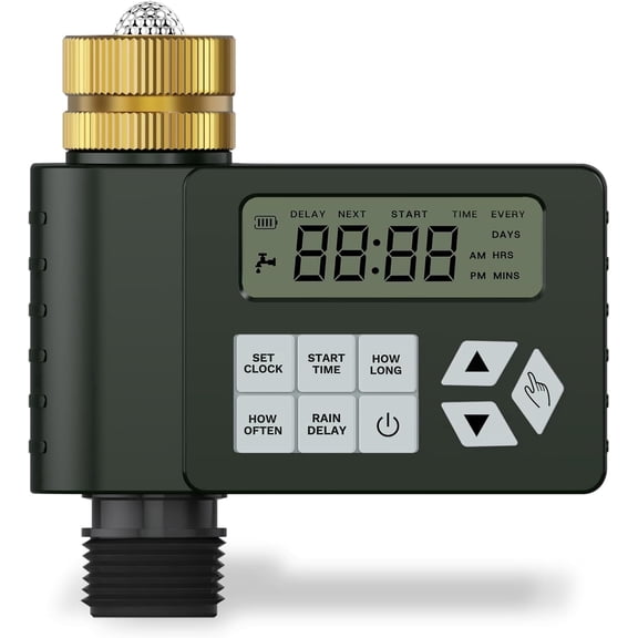 Ortis Programmable Hose Faucet Timer, Brass Inlet, 1 Outlet, Rain Delay/Auto/Manual Modes, IP67 for Garden Lawn, Summer Watering Essential