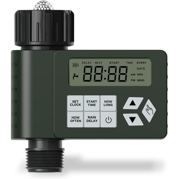 Ortis Programmable Hose Faucet Timer, Brass Inlet, 1 Outlet, Rain Delay/Auto/Manual, IP67 for Garden Lawn, Sunny Garden Ready
