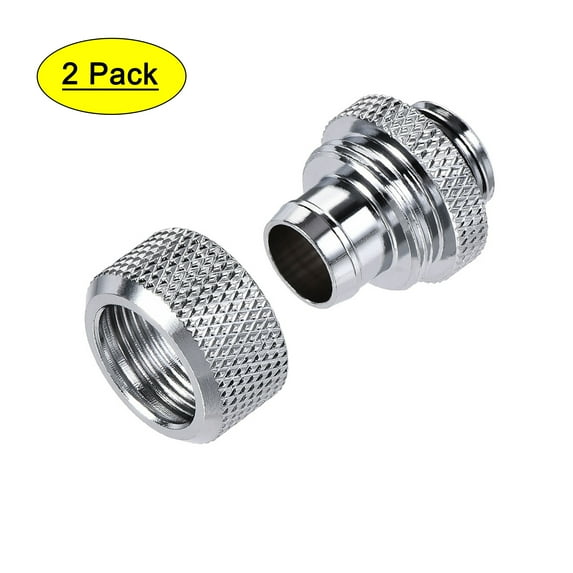 Uxcell G1/4" Brass Hose Fitting Quick Connector for the CPU Water Cooling System Silver Tone 2 Pcs