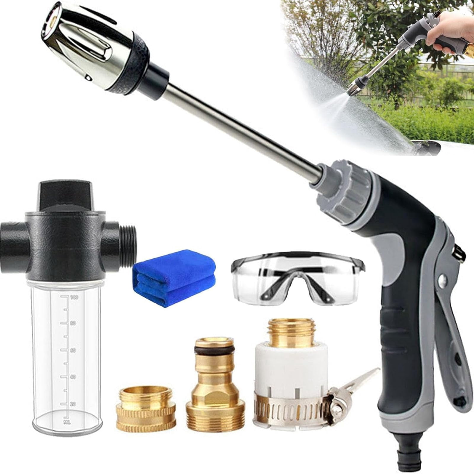 Hose Hawk Pressure Washer, Hosehawk Pro Handheld Garden Hose Nozzle with 360° Rotating Head, 4 Spray Modes Multi-Function Water Sprayer for Car, Yard and Driveway Cleaning