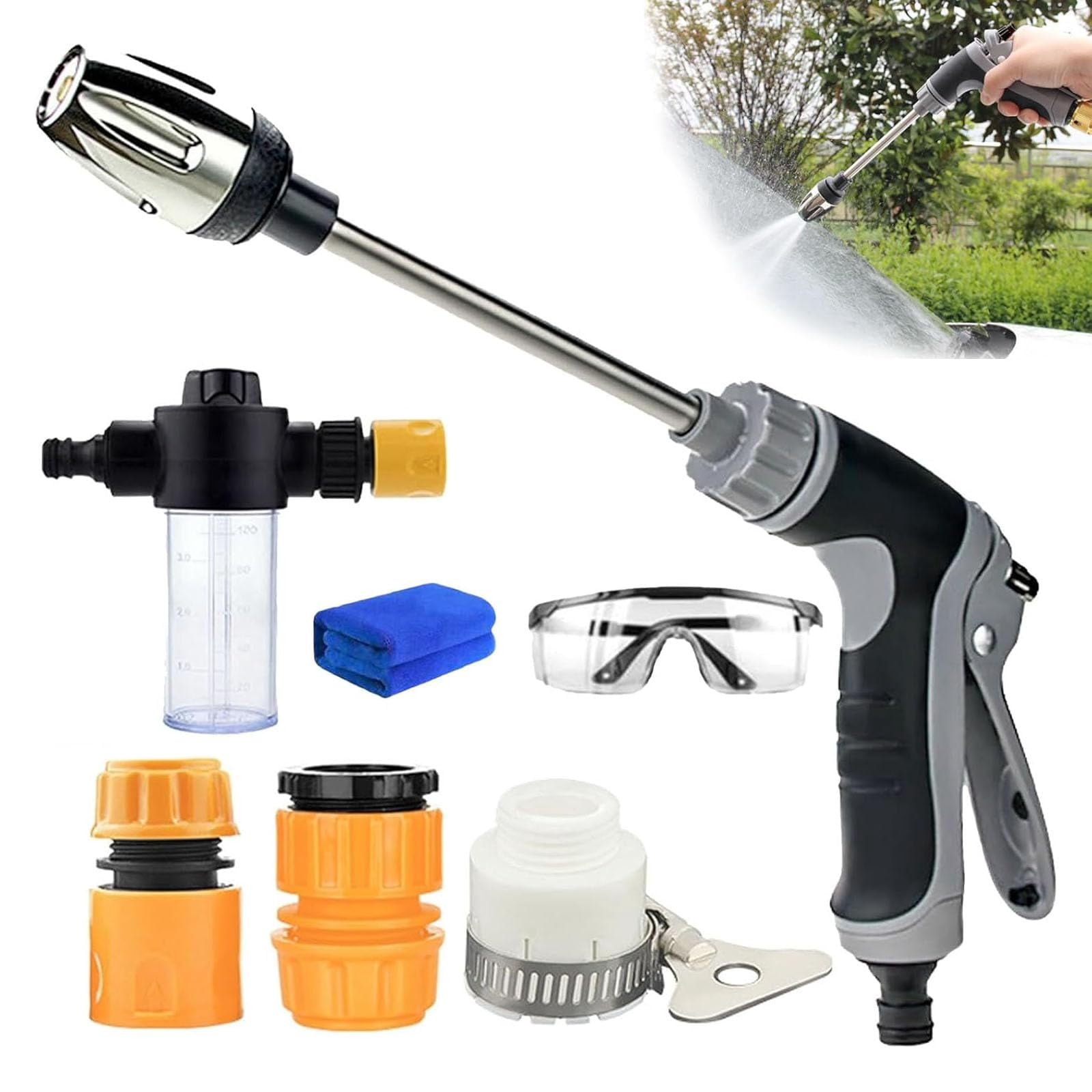 Hose Hawk Pressure Washer, Hosehawk Pro Handheld Garden Hose Nozzle with 360° Rotating Head, 4 Spray Modes Multi-Function Water Sprayer for Car, Yard and Driveway Cleaning