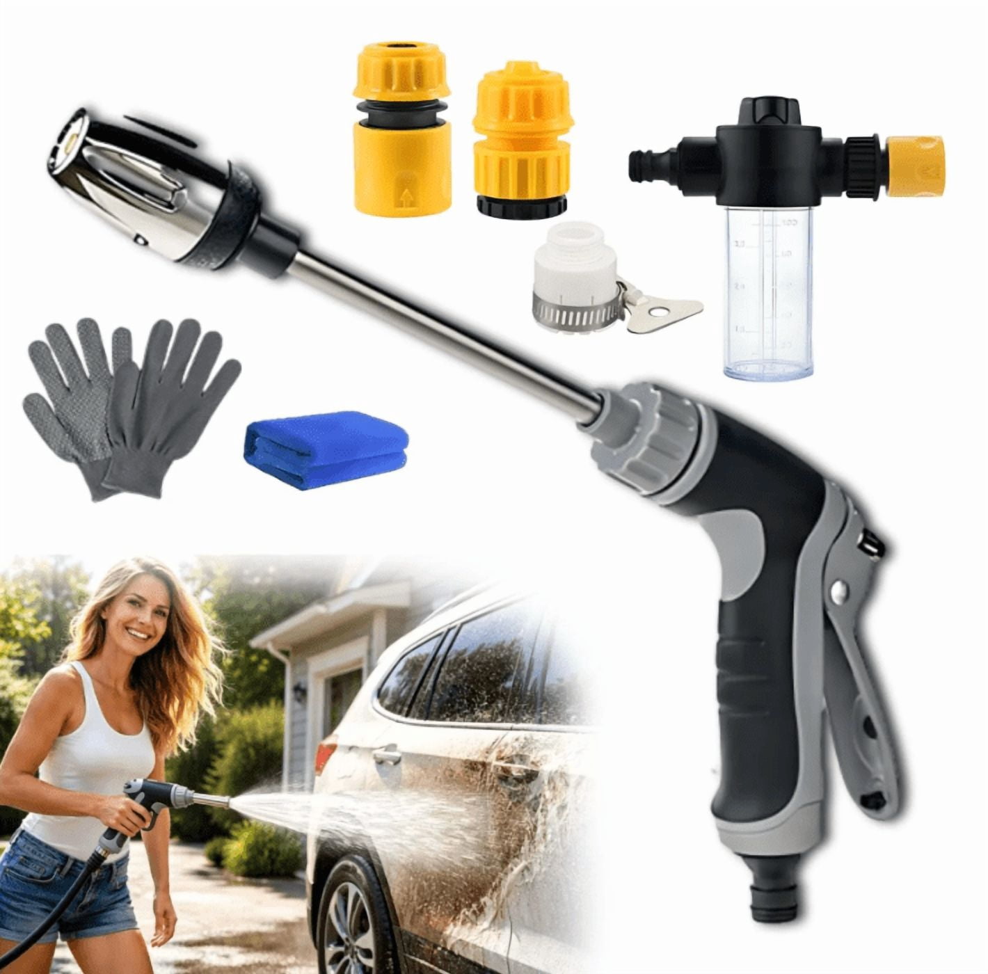 Hose Hawk Pressure Washer Nozzle, Hosehawk Pro Multi-Function High Pressure Hose Attachment for Car, Driveway & Yard Cleaning