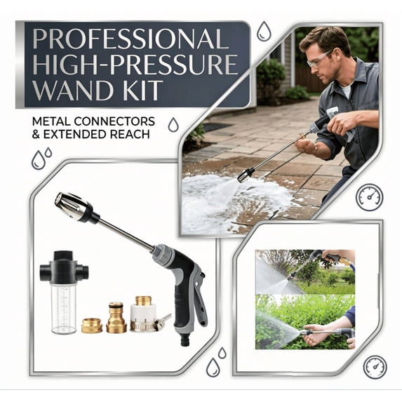 Hose Hawk Pro Heavy-Duty Pressure Washer, Anti-Rust & Weather-Resistant, 3 Adjustable Spray Modes for Patio, Deck & Car Cleaning
