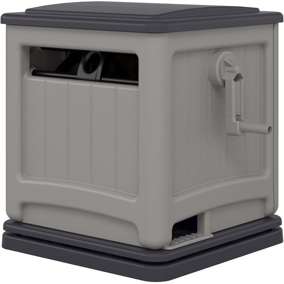 Hose Hideaway, 225 Foot x 5/8 Inch Garden Hose Reel with Smart Trak Guide & Swivel Base, Dove Gray