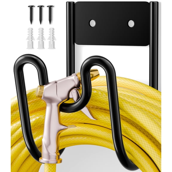 Hose Holder Wall Mount: Garden Water Reel Hanger, Heavy Duty Outdoor Hose Storage Hook, Stand for Water Pipe and Extension Cords