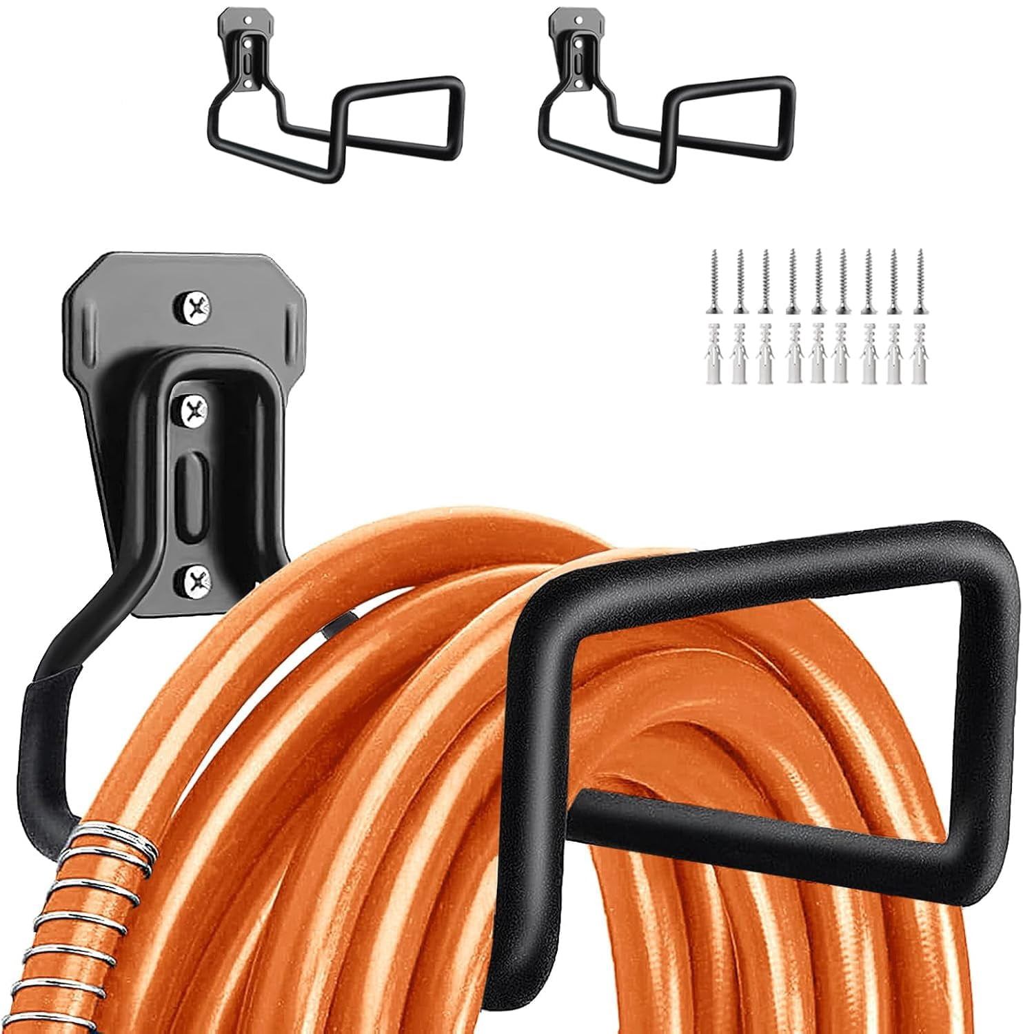 Hose Holder Wall Mount  Heavy Duty Hanger For Outside Metal Hook Water Hoses Outdoor Organizer Study Rack Garden 2 Pack