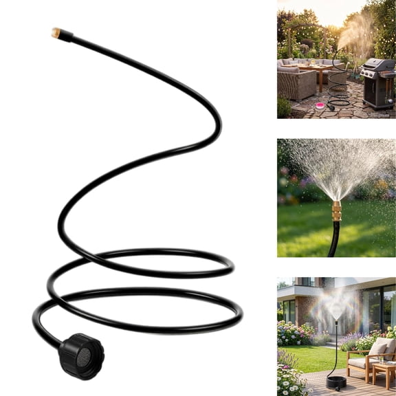 Hose Mister 6.6ft Vertical Outdoor Sprayer, Cooling Misting System for Patio Garden Pool Chicken Coop, Black (US Plug)