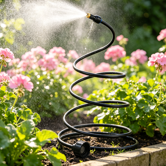 Hose Misters for Outside Patio, 60 Inch Standing Outdoor Misters for Patio Cooling, Hose Misting Sprinkler Cooling System for Chicken Coop, Backyard, Garden, Tanning, BBQ, Pool, and Bird Bath, Black