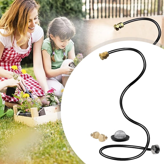 Hose Misters for Outside Patio, 67Inch 3-Way Fine Mist Flexible Misting System Cooling Stand with 2 Brass Nozzles, Portable Water Mist Stand for Cooling, Patio, Garden