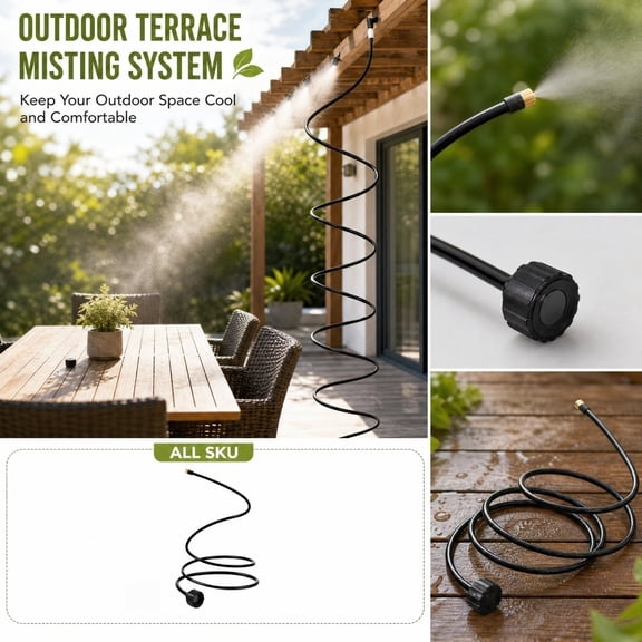 Hose Misters for Outside Patio, 78.7 Inch Standing Outdoor Misters for Patio Cooling, Hose Misting Sprinkler Cooling System for Chicken Coop, Backyard, Garden, Tanning, BBQ, Pool, and Bird Bath