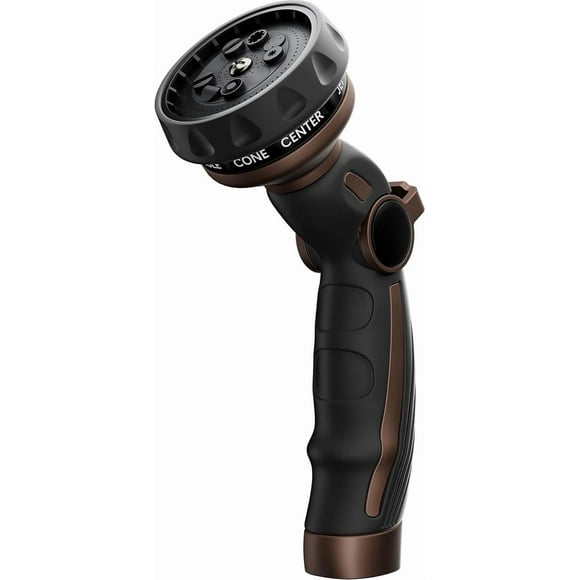 Hose Nozzle Heavy Duty, Metal Water Hose Sprayer for Garden, 9 Spray Patterns | High Pressure | Thumb Flow Control | On/Off Valve, Ideal for Outdoor Lawn & Plant Watering, Car & Pet Washing