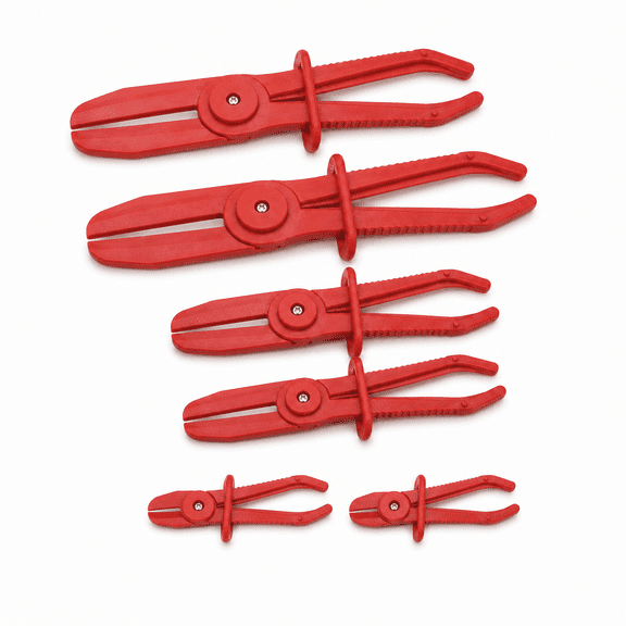 Hose Pinch Off Pliers Hose Clamp Set for Flexible Hoses Fuel Gas Brake & Radiator Lines 3 Sizes 6 Pcs Red