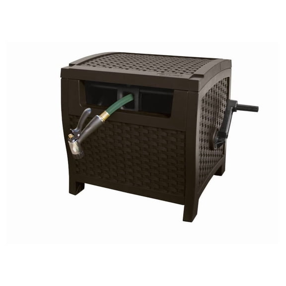 Hose Reel 175ft Slide Trak Outdoor Garden Water Hose Hideaway - Mocha Brown